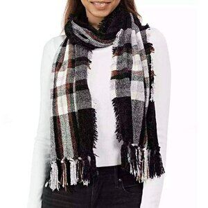 Charter Club Women's Black Chenille Plaid Scarf O/S (MSRP $30)